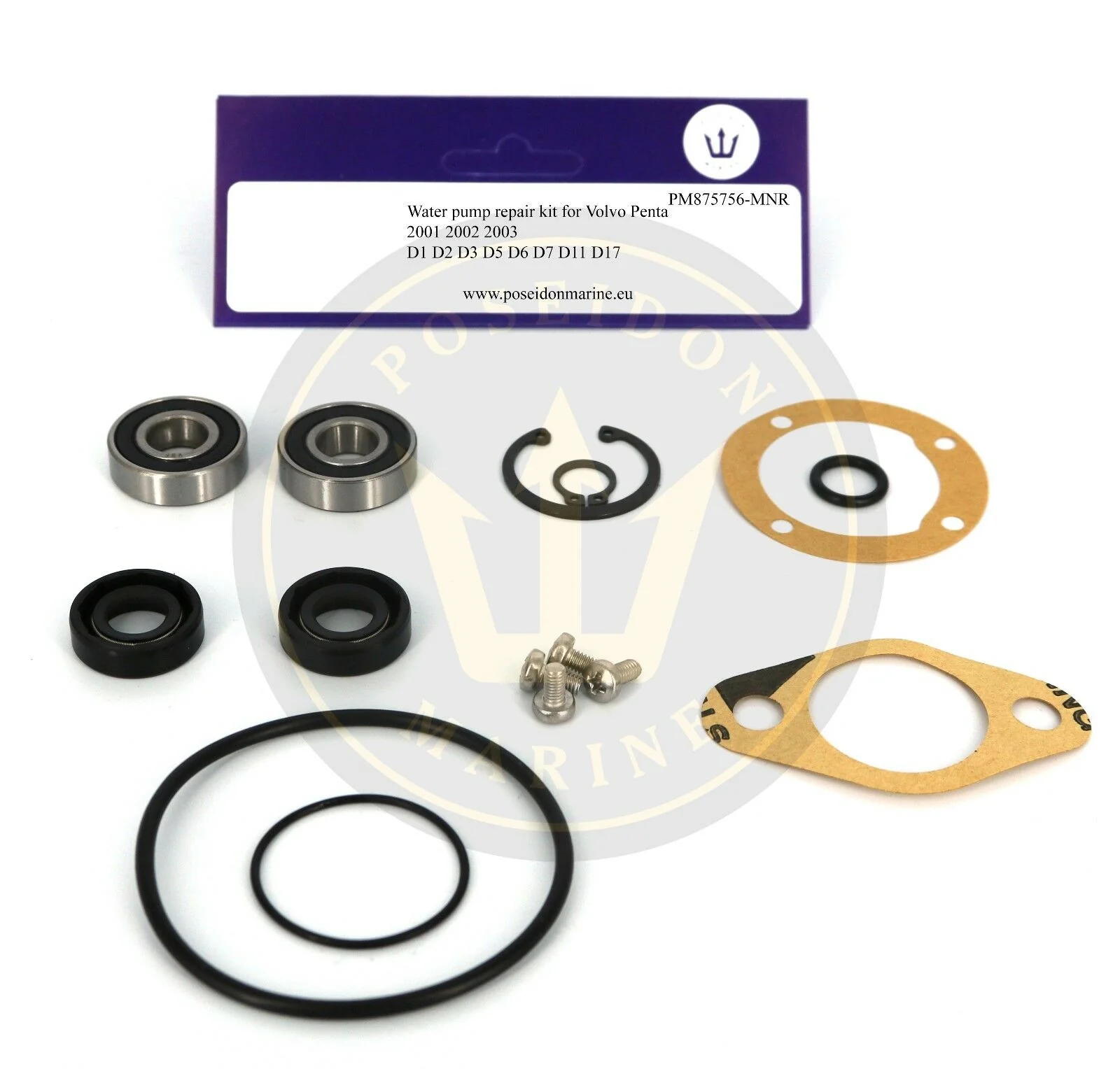 PoseidonMarine® Water pump kit Volvo Penta 2001 2002 2003 MD7 875756 3586496 F35B - Image 3